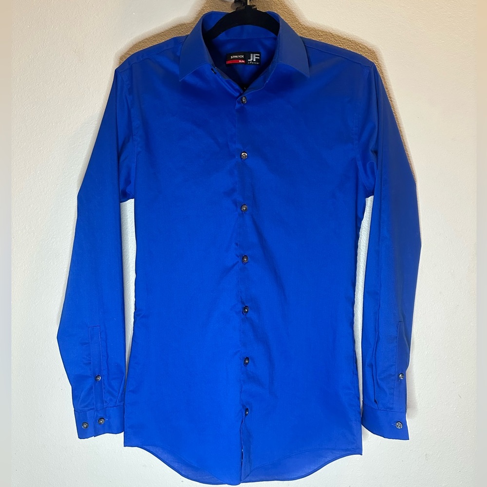 NWOT Size S 14-14.5 32-33 Slim Stretch - Striking Blue Button Down Dress Shirt!